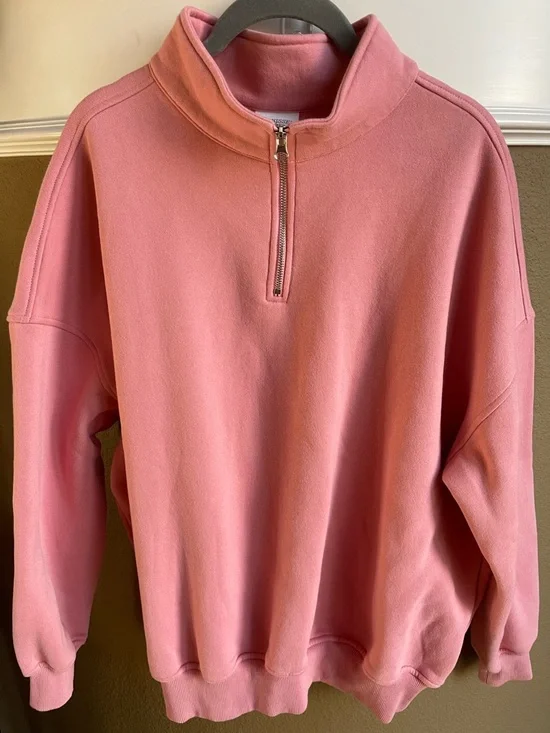 Sunkissed Coconut Quarter Zip Sweatshirt Size Small Ice Cream Pink - Picture 7 of 13